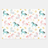 スリーピングユニコーン魔法ウォンドピンクティール(緑がかった色) ラッピングペーパーシート (正面)