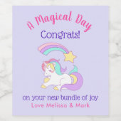 スリーピングユニコーン&射撃、 発砲スター新生児おめでとう ワインラベル (シングルラベル)