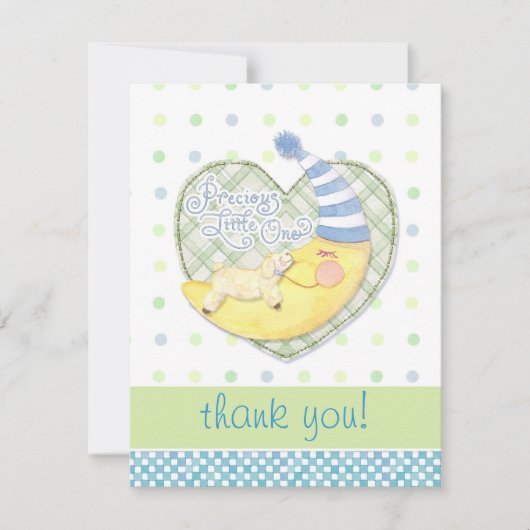 スリーピングラム&マンインムーンベビーサンキューノート サンキューカード (正面)