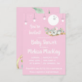 スリーピング コアラ ベイビー シャワー ピンク 招待状 (正面/裏面)