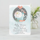スリーピング ティー カップ ウサギ 春のベイビー シャワー 招待状 (スタンド正面)