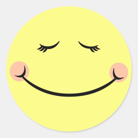 スリーピーかわいいハッピー顔 ラウンドシール (正面)