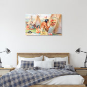 スリーピーアイフラワーアドとインディアン キャンバスプリント (インサイチュ (寝室))