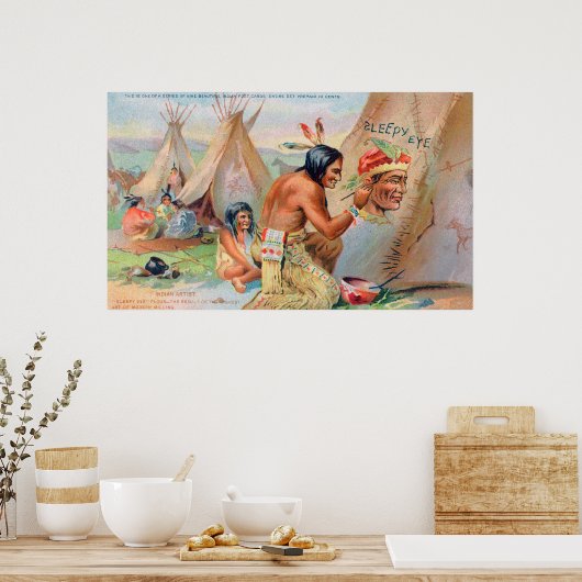 スリーピーアイフラワーアドとインディアン ポスター (キッチン)