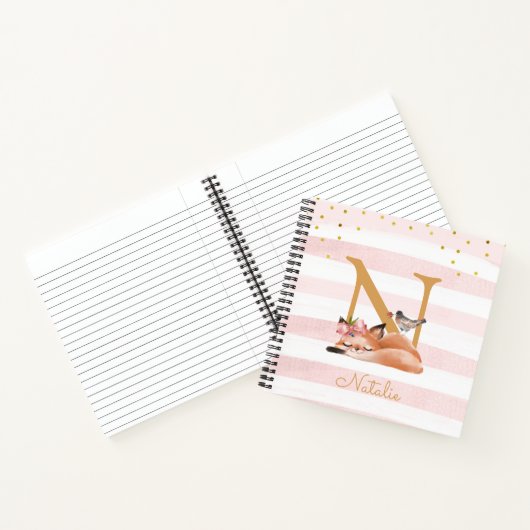 スリーピーキツネイラストレーションガールシンプルススケッチブック ノートブック (内部)