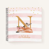 スリーピーキツネイラストレーションガールシンプルススケッチブック ノートブック (正面)