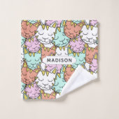 スリーピーキャッツパターン名前をカスタムするタオルセット バスタオルセット (ウォッシュタオル)