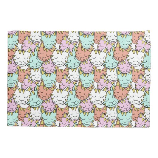 スリーピーキャッツパターン名前をカスタムする枕 枕カバー (裏面)