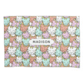 スリーピーキャッツパターン名前をカスタムする枕 枕カバー (正面)