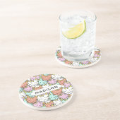 スリーピーキャッツパターン名前をカスタムする砂岩コースター コースター (側面)