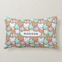 スリーピーキャッツパターン名前をカスタムする装飾用クッション