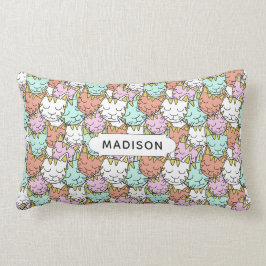 スリーピーキャッツパターン名前をカスタムする装飾用クッション ランバークッション