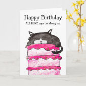 スリーピーキャットお誕生日ケーキカード カード (黄色い花)