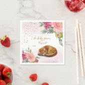 スリーピーキャットイラストレーションガールベビーシャワー スタンダードカクテルナプキン (インサイチュ)