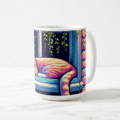 スリーピーキャットインウィンドウシルアイアート コーヒーマグカップ (正面右)