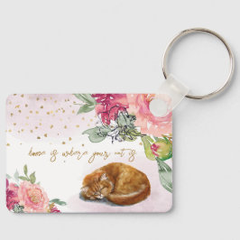 スリーピーキャットキュートオレンジキッテンガールペット恋人 キーホルダー