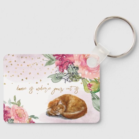 スリーピーキャットキュートオレンジキッテンガールペット恋人 キーホルダー (正面)