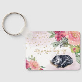 スリーピーキャットキュートオレンジキッテンガールペット恋人 キーホルダー (裏面)