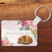 スリーピーキャットキュートオレンジキッテンガールペット恋人 キーホルダー (正面)