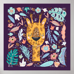 スリーピーキリン熱帯子供部屋インパープル ポスター