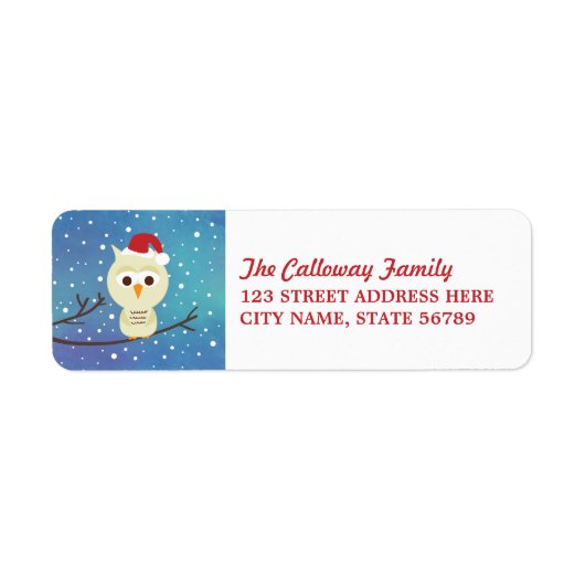 スリーピークリスマスフクロウホリデー差出人住所ラベル ラベル (正面)