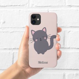 スリーピーグレーキャットピンクのオーダーメイドスマホケース iPhone 11 ケース