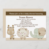 スリーピーサファリアニマルズベビーシャワー招待状 招待状 (正面/裏面)