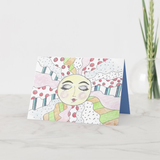 スリーピーサン - 折りたたみ式グリーティングカード サンキューカード (正面)