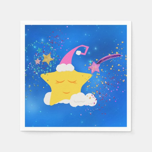 スリーピースターブルースターリースカイ スタンダードカクテルナプキン (正面)