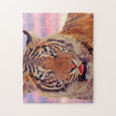 スリーピータイガーアットサンセット大きな猫 ジグソーパズル (縦)