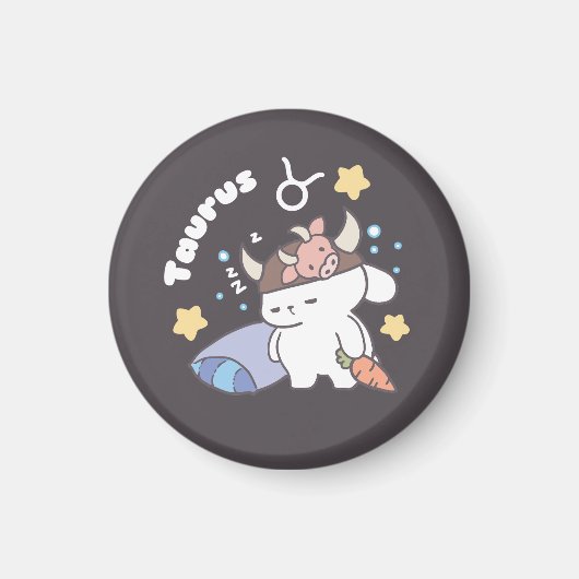 スリーピータウラスバニーパターン – 〔占星術の〕十二宮図 マグネット (正面)