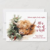 スリーピーハイランドカウフラットクリスマスフォトカード シーズンカード (正面)