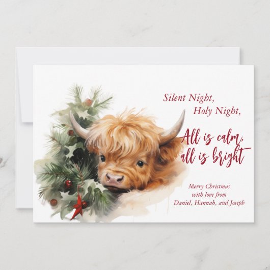 スリーピーハイランドカウメリークリスマスカード シーズンカード (正面)