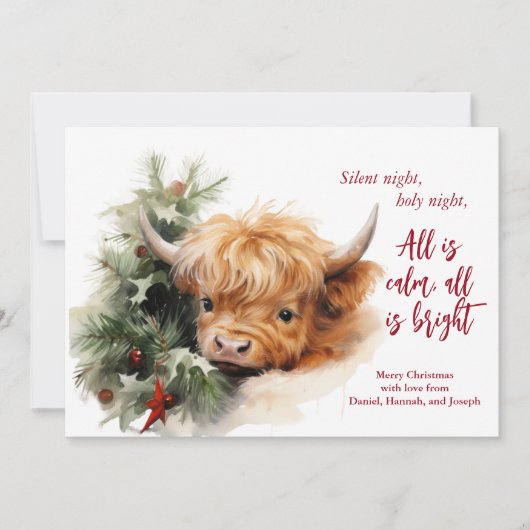 スリーピーハイランド牛メリークリスマスフォトカード シーズンカード (正面)