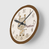 スリーピーパーソナライズされたサファリキリン子供部屋クロック ラウンド壁時計 (傾斜)