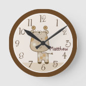 スリーピーパーソナライズされたサファリキリン子供部屋クロック ラウンド壁時計 (正面)