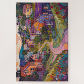 スリーピーヒルサイドタウン – 水彩 ジグソーパズル (縦)