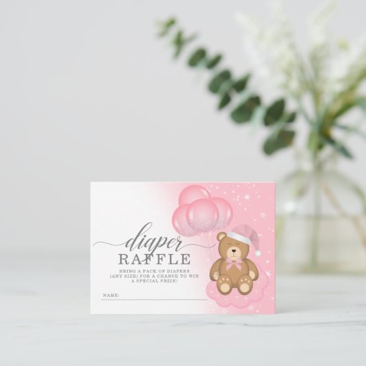 スリーピービーバルーンベビーシャワーおむつラッフルカード エンクロージャーカード (スタンド正面)