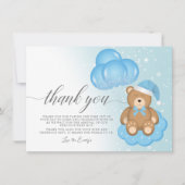 スリーピービーバルーンボーイベビーシャワーサンキューカード 招待状 (正面)