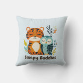 スリーピーブディズタイガー&フクロウ | 居心地の良い動物の友人 クッション (裏面)