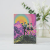 スリーピープルスケートで滑るオンザマウンテンリッジシュルレアル ポストカード (スタンド正面)