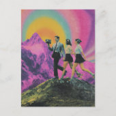 スリーピープルスケートで滑るオンザマウンテンリッジシュルレアル ポストカード (正面)
