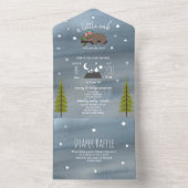 スリーピーベアクブ女の子ベビーシャワーおむつラッフル オールインワン招待状 (内側)