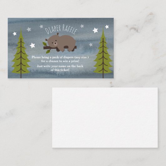 スリーピーベアスターズ水彩おむつラッフル エンクロージャーカード (正面/裏面)