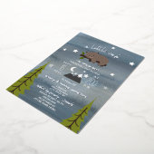 スリーピーベアースターベビーシャワー 箔招待状 (回転した状態)