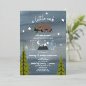 スリーピーベアースターベビーシャワー 箔招待状 (立ち正面)