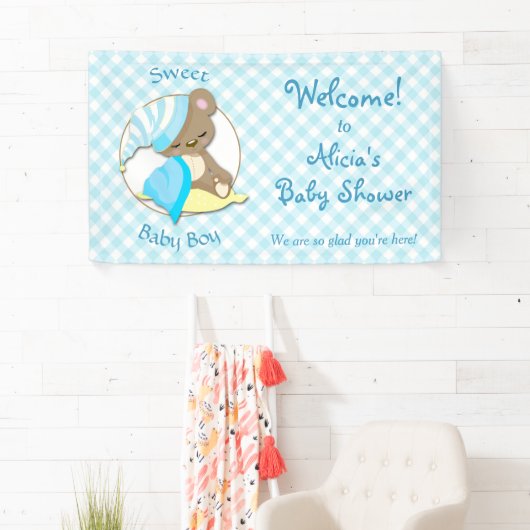 スリーピーベア男の赤ちゃんシャワー 横断幕 (インサイチュ)