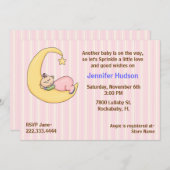 スリーピーベビーガールスプリンクルシャワー招待状 招待状 (正面/裏面)