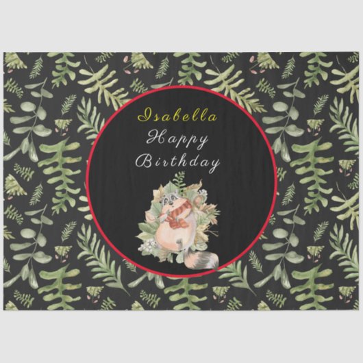 スリーピーラクーンカスタマイズ文字とカラー 薄葉紙 (正面)