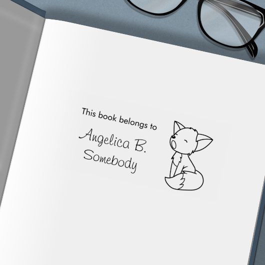 スリーピーリトルキツネ蔵書票 セルフインキングスタンプ
